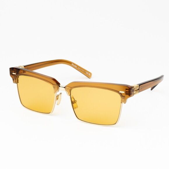 NEW Miu Miu MU10ZS 15T0B7 Caramel Trasparent Yelllow Square Unisex Sunglasses